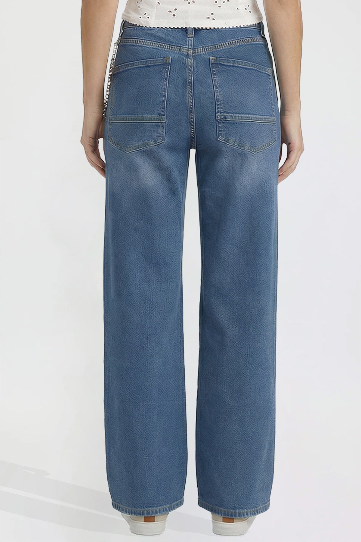 Ymi Women's Joey Super Wide Leg Jeans with Cross Chain in S Midnight Sky Blue view 4 - Women'S Joey Jeans (bottom)