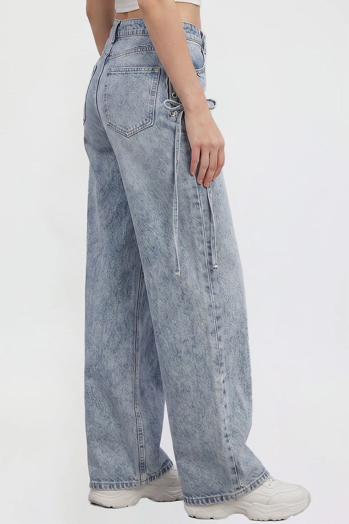 Ymi Women's Joey Ultra Wide Leg Jeans in M Medium Blue view 3 - Women'S Joey Jeans (bottom)
