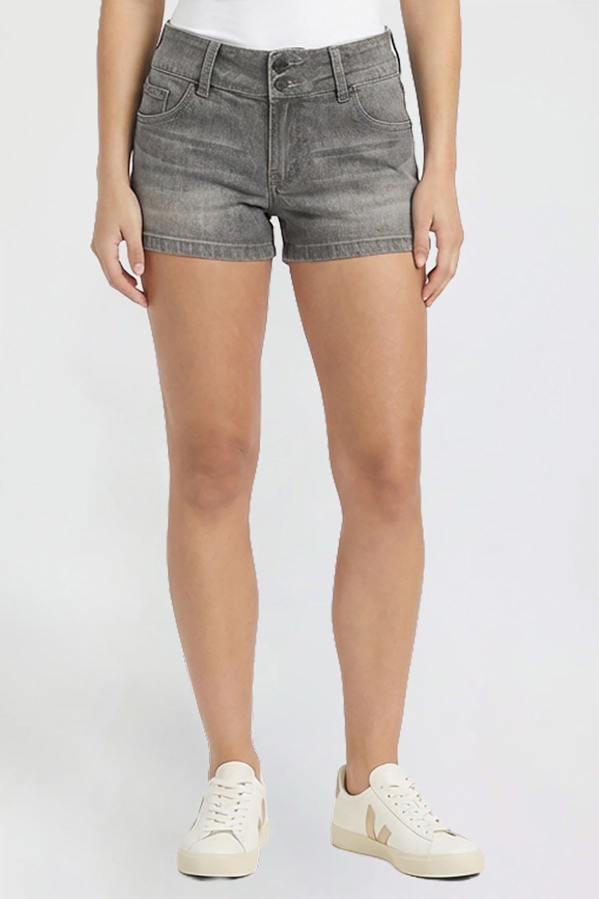 Ymi Women's Low Rise 90's Flap Pockets Shorts in Y Washed Blue view 13 - Women Low Shorts (bottom)