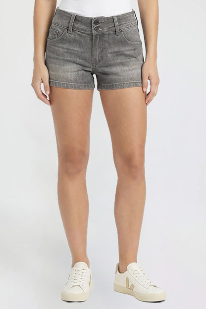Ymi Women's Low Rise 90's Flap Pockets Shorts in Y Washed Blue view 13 - Women Low Shorts (bottom)