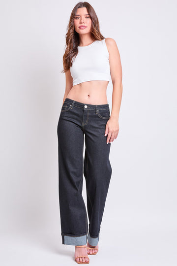 Ymi Women's Low Rise Wide Leg Cuff Jeans - MeeeShop Women's Fashion