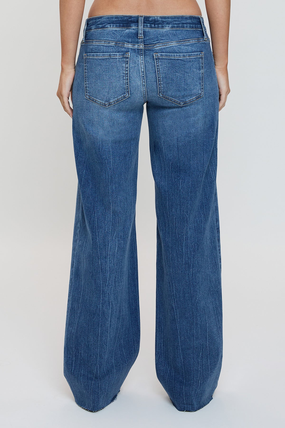 Ymi Women's Low Rise Wide Leg Jeans in S Midnight Sky Blue Rips view 4 - Ymi Womens Pants (bottom)
