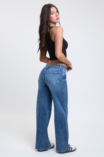 Ymi Women's Luxe Bella Wide Leg Jeans in M Medium Blue view 14 - Ymi Womens Pants (bottom)