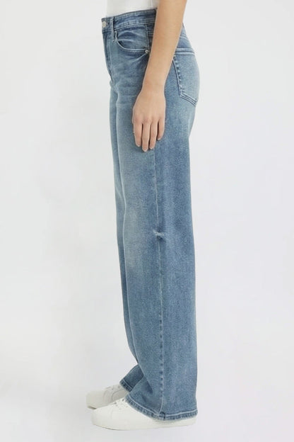 Ymi Women's Luxe Bella Wide Leg Jeans in N Indigo Blue view 25 - Ymi Womens Pants (bottom)