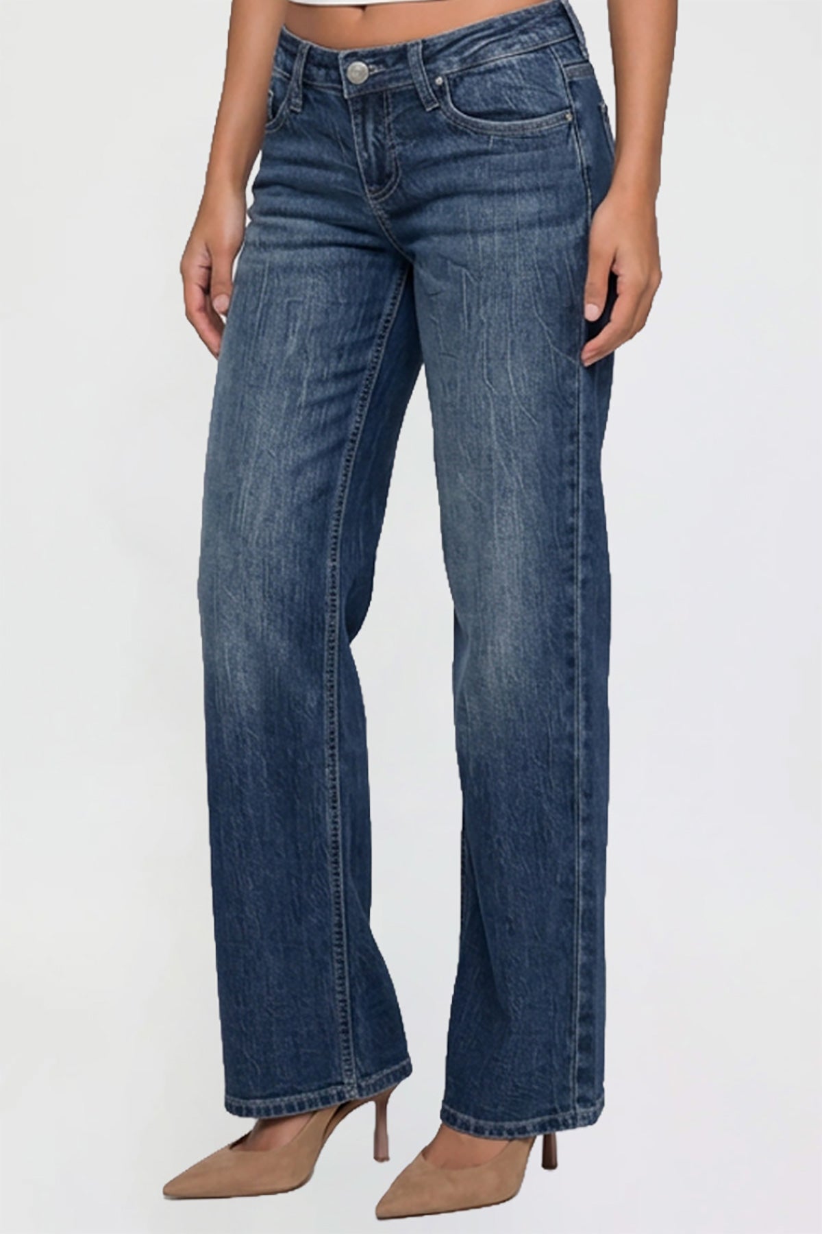 Ymi Women's Luxe Britney Wide Leg Jeans in E Royal Blue view 10 - Women'S Luxe Jeans (bottom)