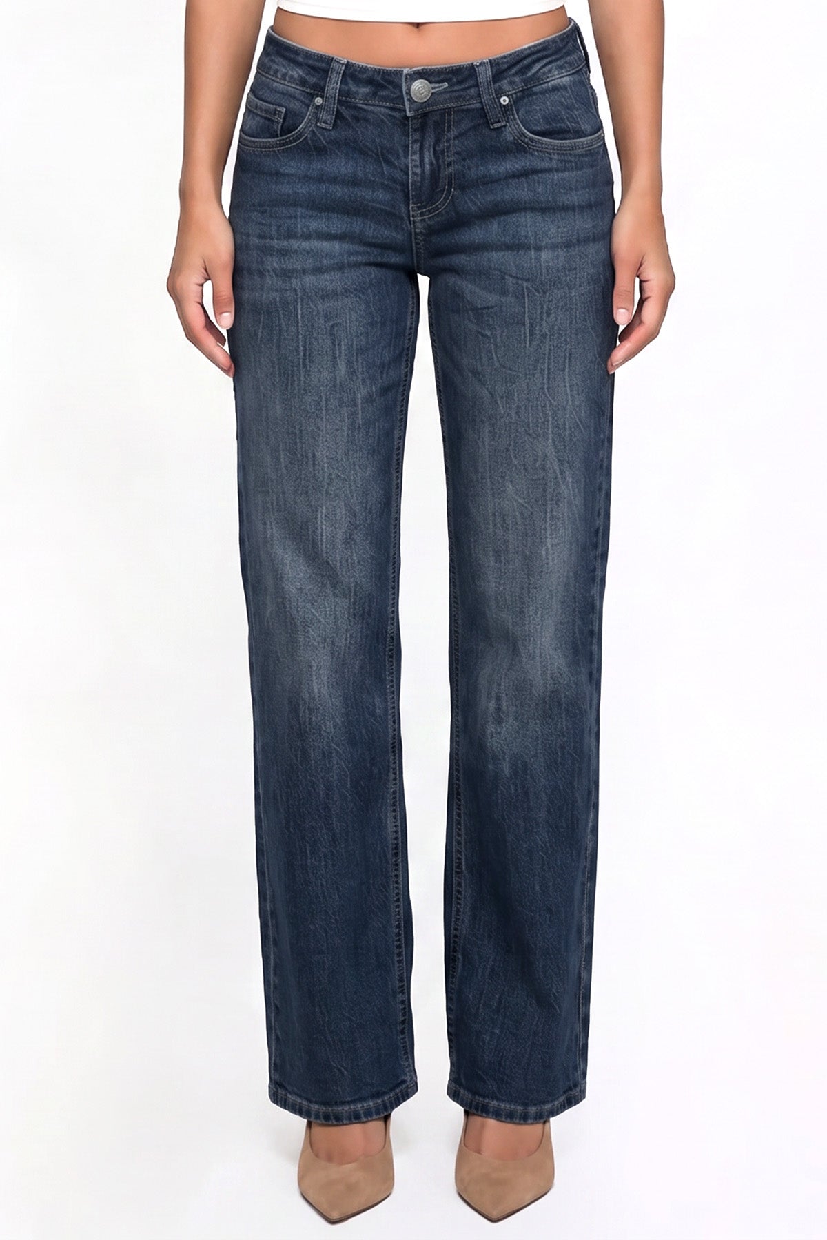 Ymi Women's Luxe Britney Wide Leg Jeans in E Royal Blue view 9 - Women'S Luxe Jeans (bottom)