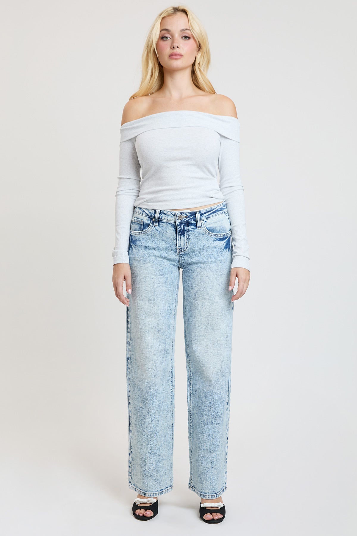 Ymi Women's Luxe Britney Wide Leg Jeans in L Light Blue view 11 - Ymi Womens Pants (bottom)