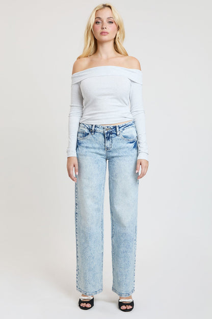 Ymi Women's Luxe Britney Wide Leg Jeans in L Light Blue view 11 - Ymi Womens Pants (bottom)