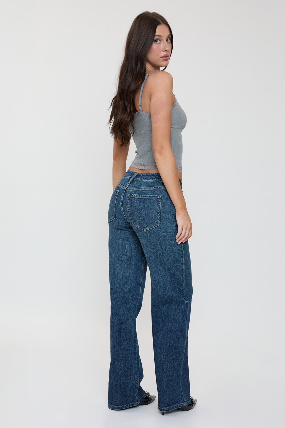 Ymi Women's Luxe Britney Wide Leg Jeans in L Light Blue Rips view 25 - Ymi Womens Pants (bottom)
