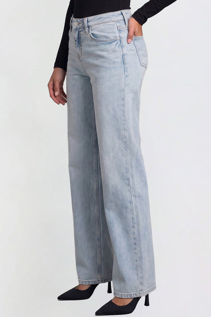 Ymi Women's Luxe Britney Wide Leg Jeans in L Light Blue view 3 - Women'S Luxe Jeans (bottom)
