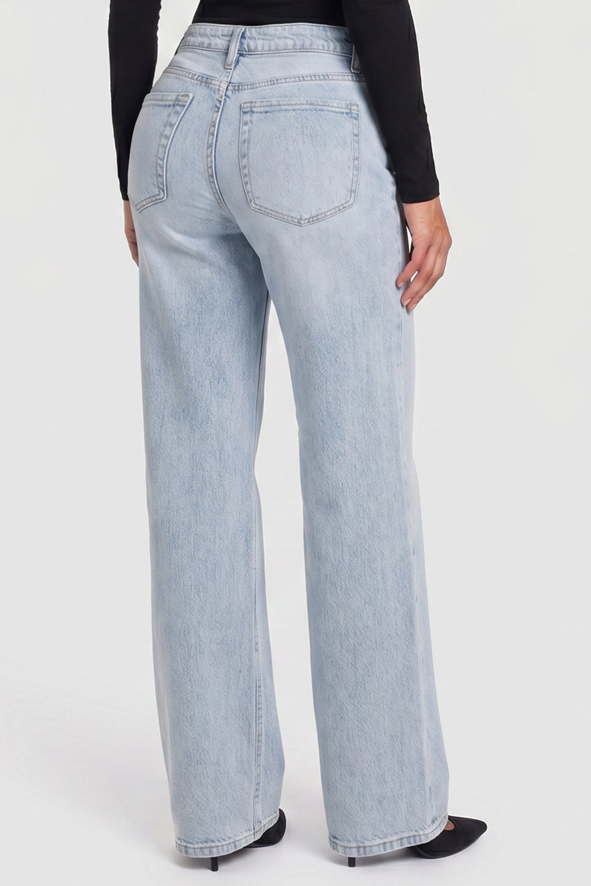 Ymi Women's Luxe Britney Wide Leg Jeans in L Light Blue view 4 - Women'S Luxe Jeans (bottom)