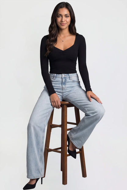 Ymi Women's Luxe Britney Wide Leg Jeans in L Light Blue view 7 - Women'S Luxe Jeans (bottom)
