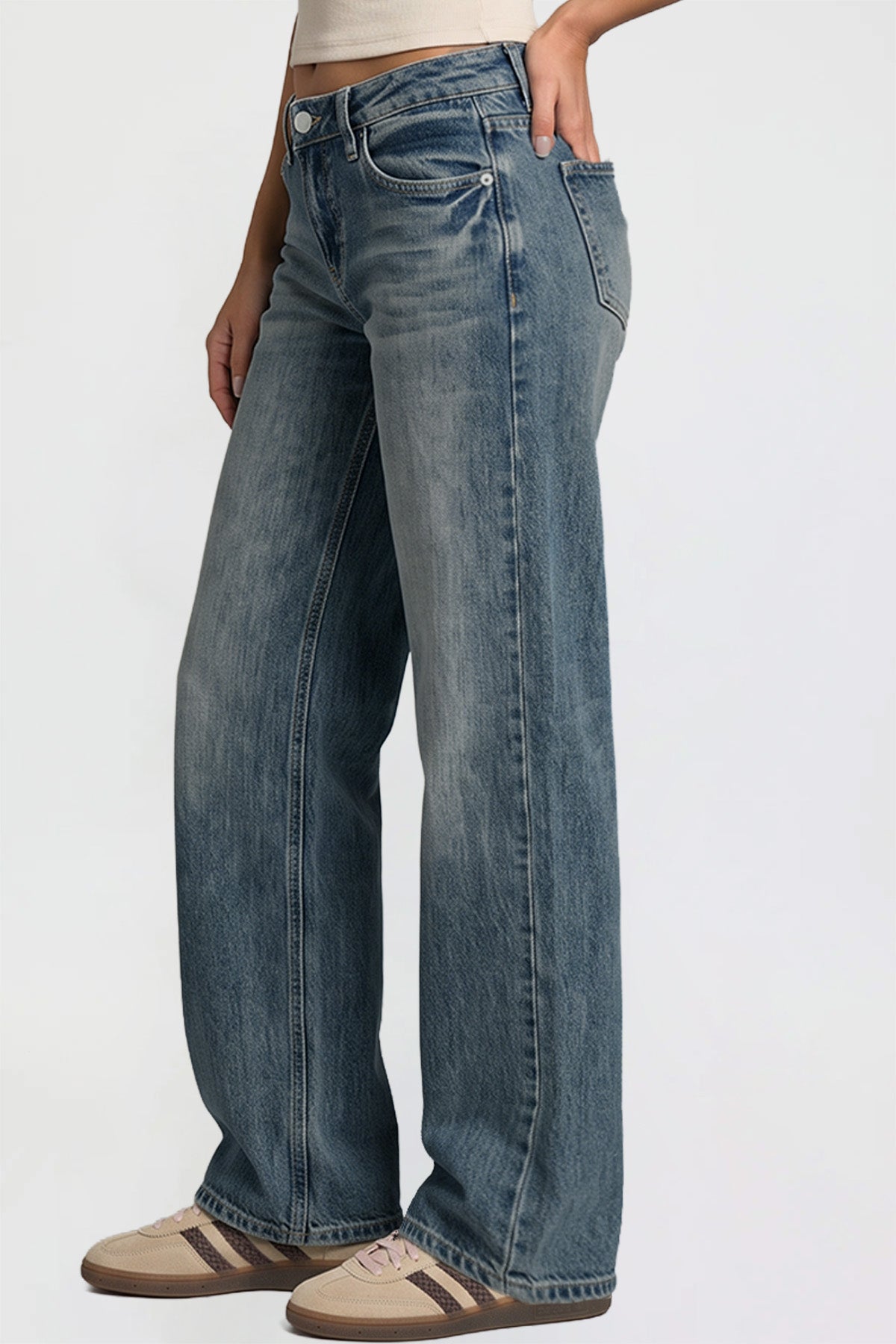 Ymi Women's Luxe Britney Wide Leg Jeans in N Indigo Blue view 10 - Women'S Luxe Jeans (bottom)