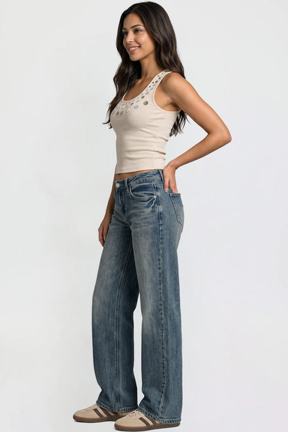 Ymi Women's Luxe Britney Wide Leg Jeans in N Indigo Blue view 13 - Women'S Luxe Jeans (bottom)