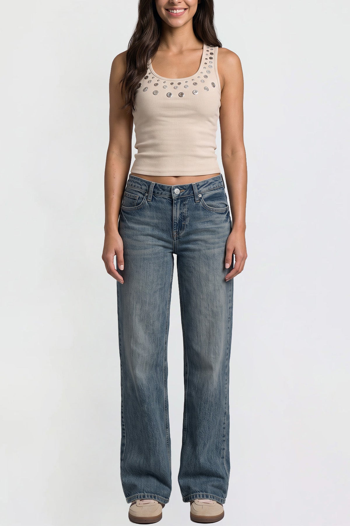 Ymi Women's Luxe Britney Wide Leg Jeans in N Indigo Blue view 8 - Women'S Luxe Jeans (bottom)