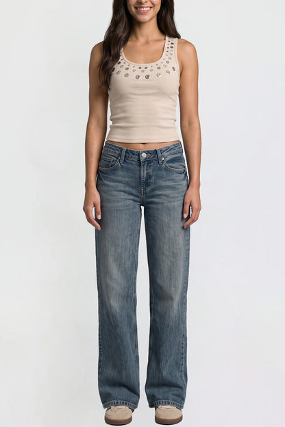 Ymi Women's Luxe Britney Wide Leg Jeans in N Indigo Blue view 8 - Women'S Luxe Jeans (bottom)