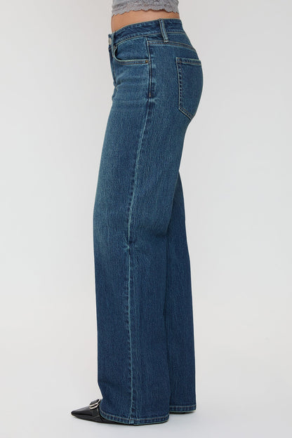 Ymi Women's Luxe Britney Wide Leg Jeans in P Deep Sky Blue Rips view 20 - Ymi Womens Pants (bottom)