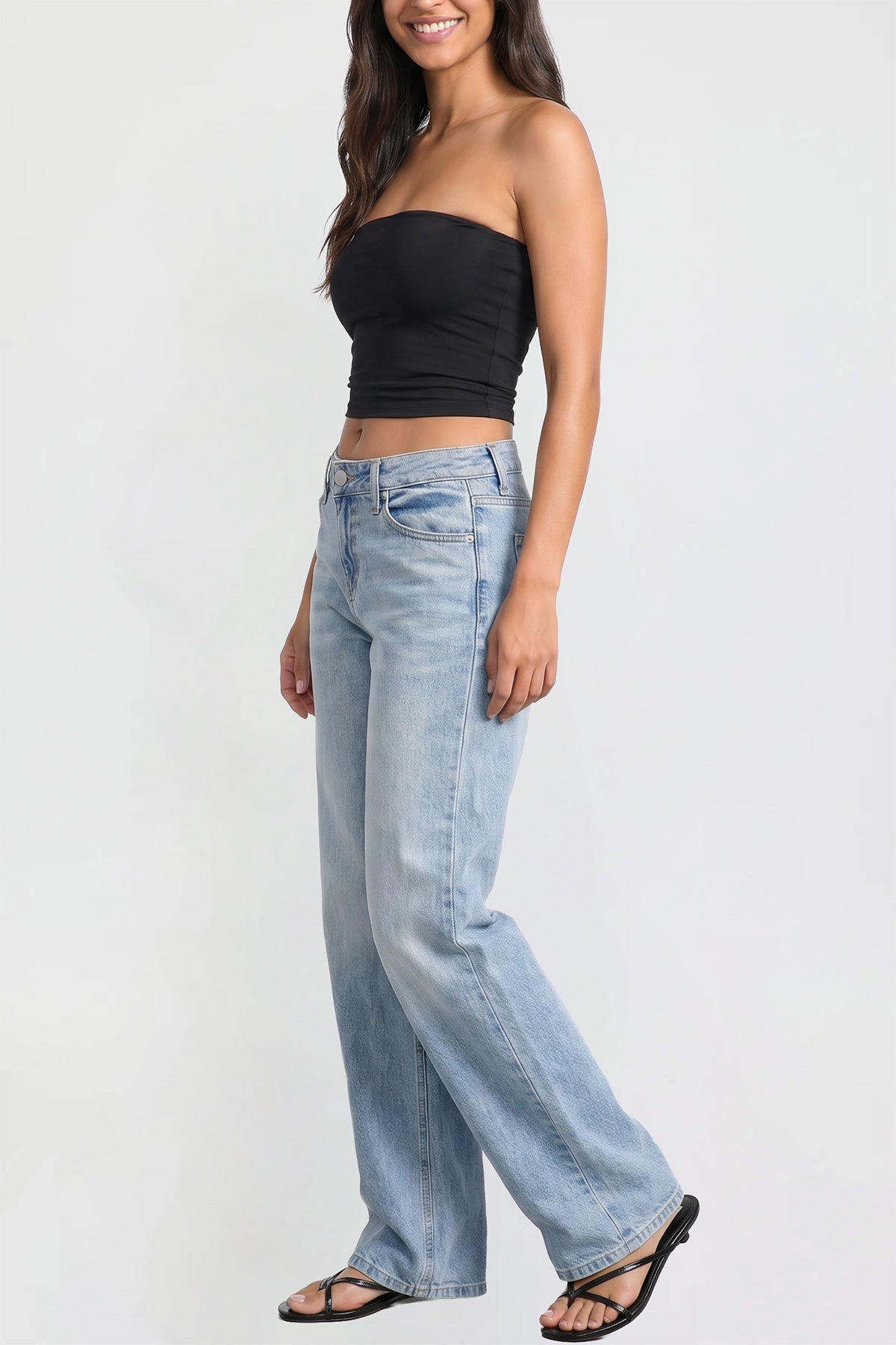 Ymi Women's Luxe Britney Wide Leg Jeans in R Olympic Blue view 5 - Women'S Luxe Jeans (bottom)