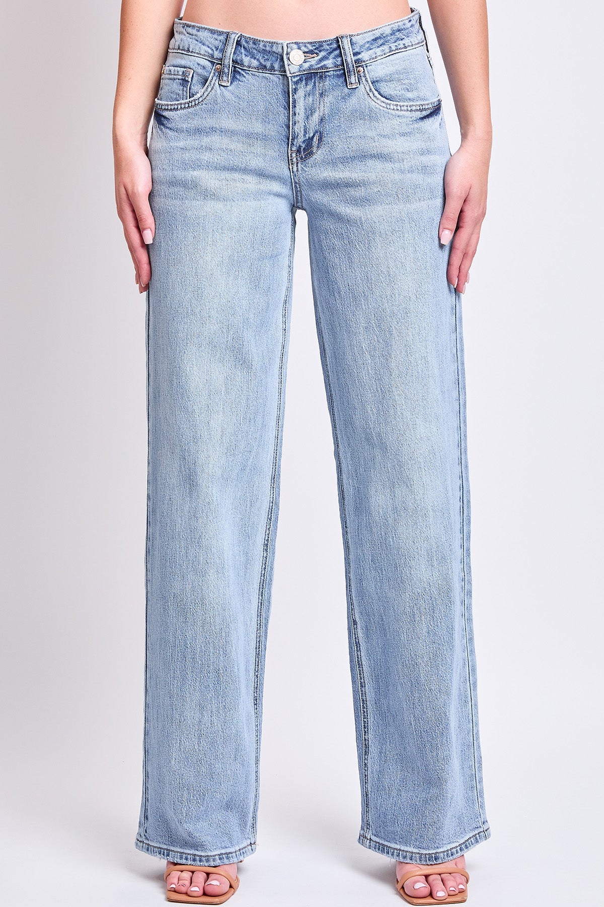 Ymi Women's Luxe Britney Wide Leg Jeans in V1 Tinted Vintage Blue view 8 - Women'S Luxe Jeans (bottom)