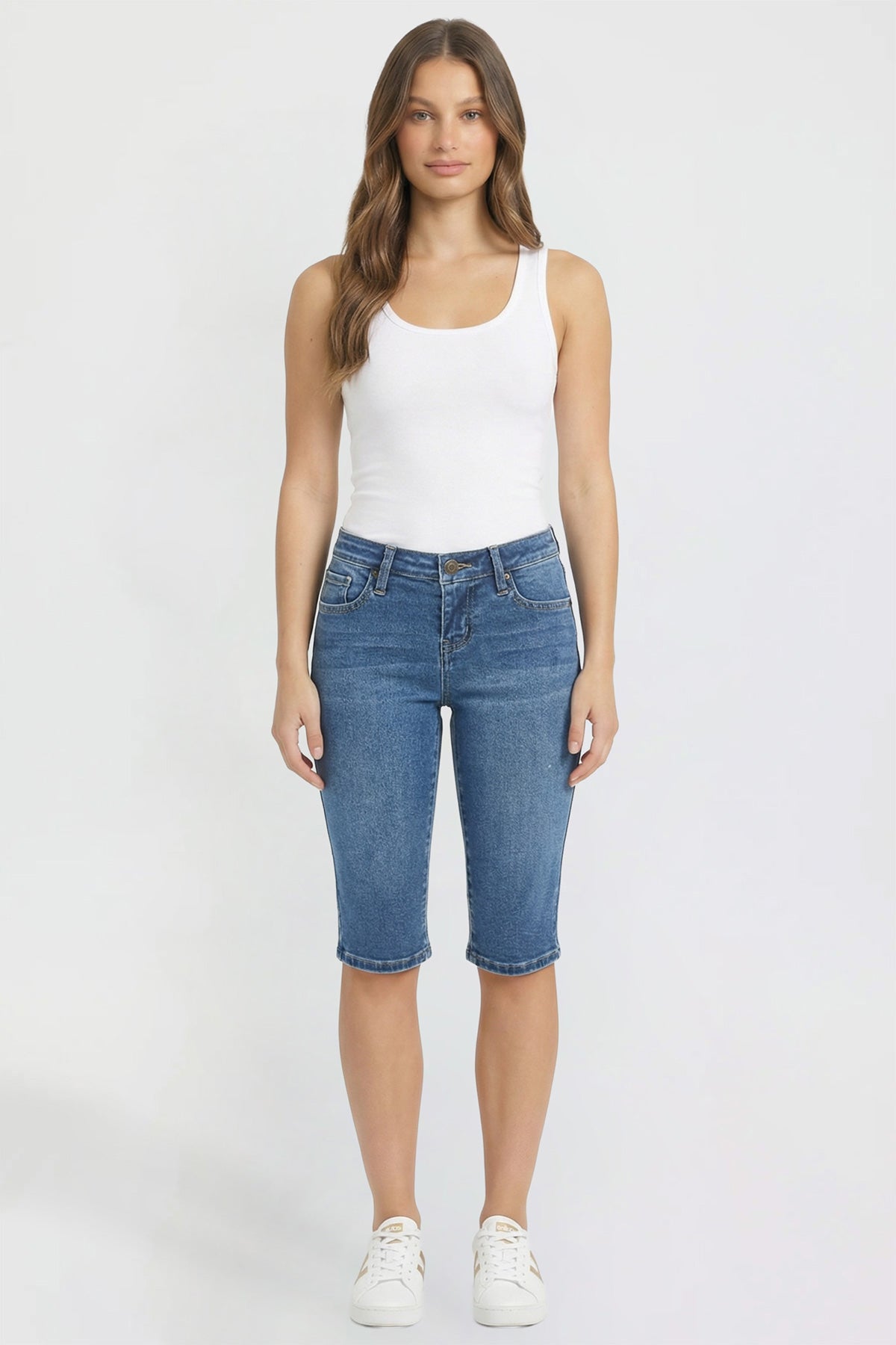 Ymi Women's Luxe Essential Capri in N Indigo Blue view 8 (bottom)