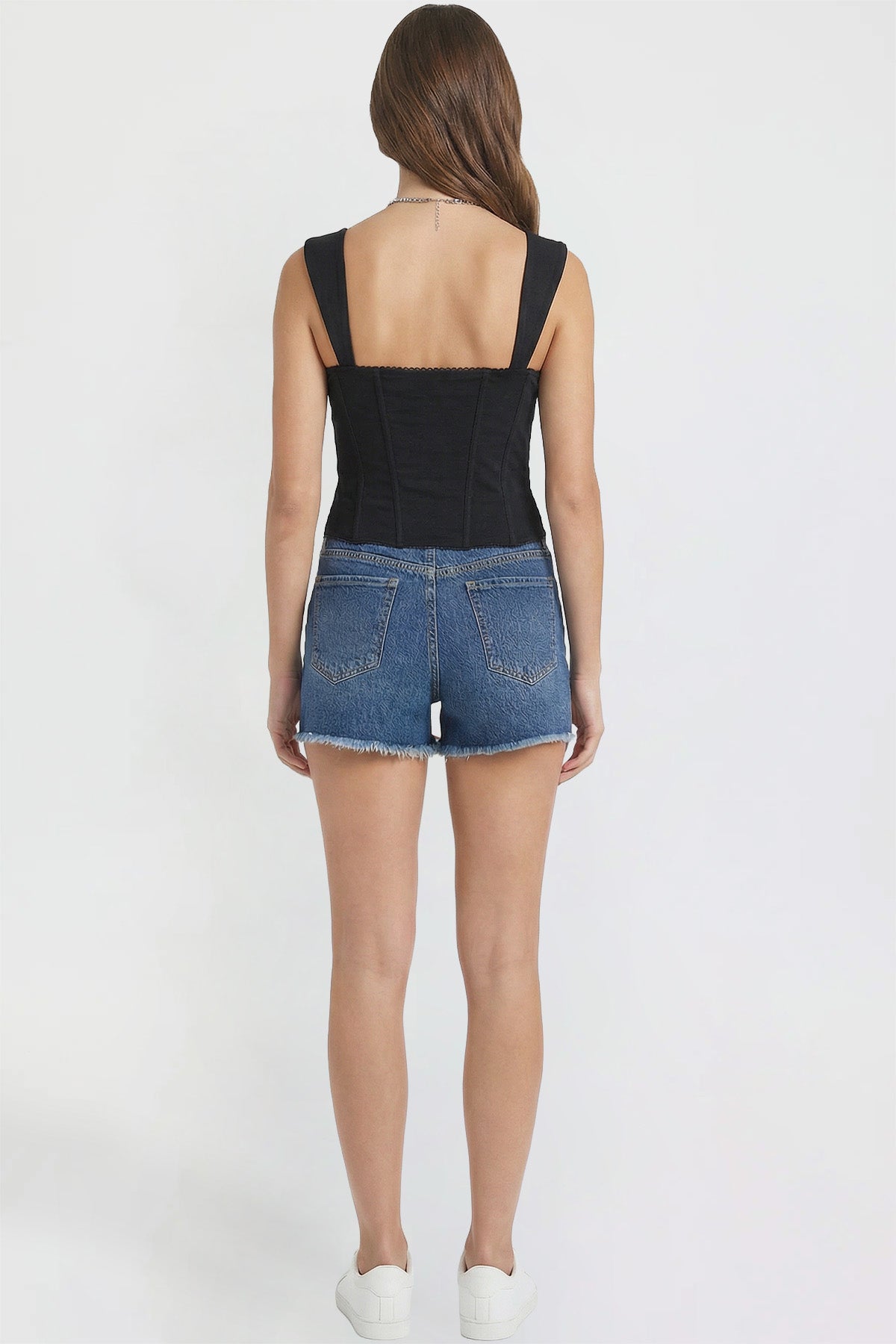 Ymi Women's Luxe Fray Hem Shorts in S Midnight Sky Blue Rips view 5 - Women'S Luxe Shorts (bottom)