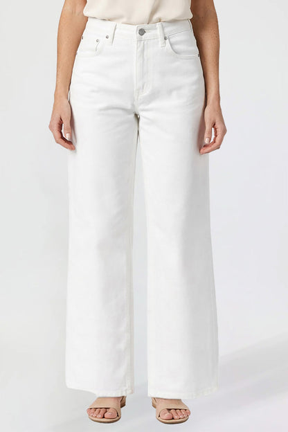 Ymi Women's Luxe High Rise Wide Leg Jeans in K White view 2 - High-Waisted - Women'S Luxe Jeans (bottom)