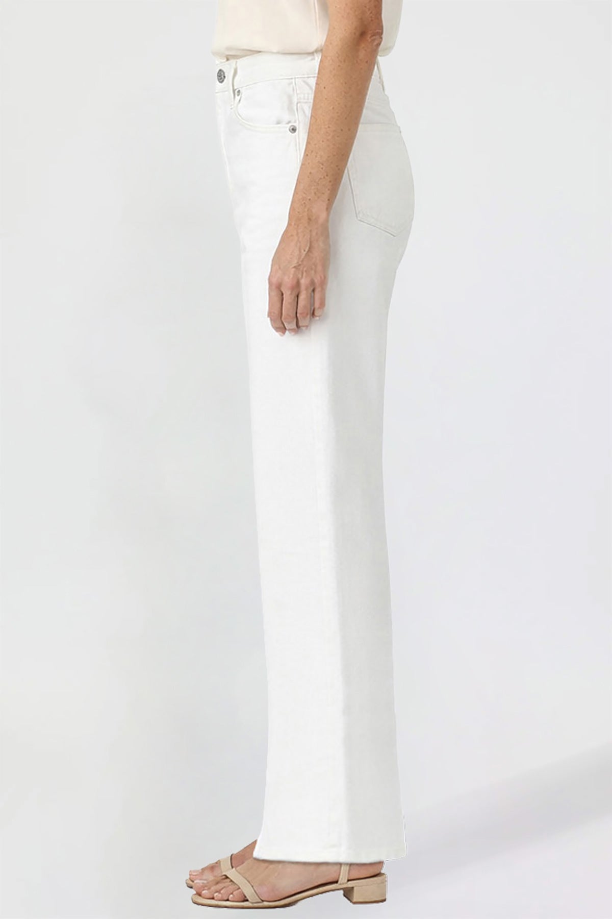 Ymi Women's Luxe High Rise Wide Leg Jeans in K White view 3 - High-Waisted - Women'S Luxe Jeans (bottom)