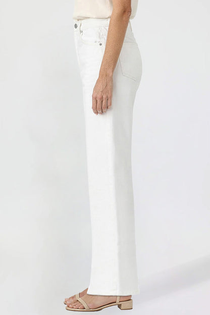 Ymi Women's Luxe High Rise Wide Leg Jeans in K White view 3 - High-Waisted - Women'S Luxe Jeans (bottom)