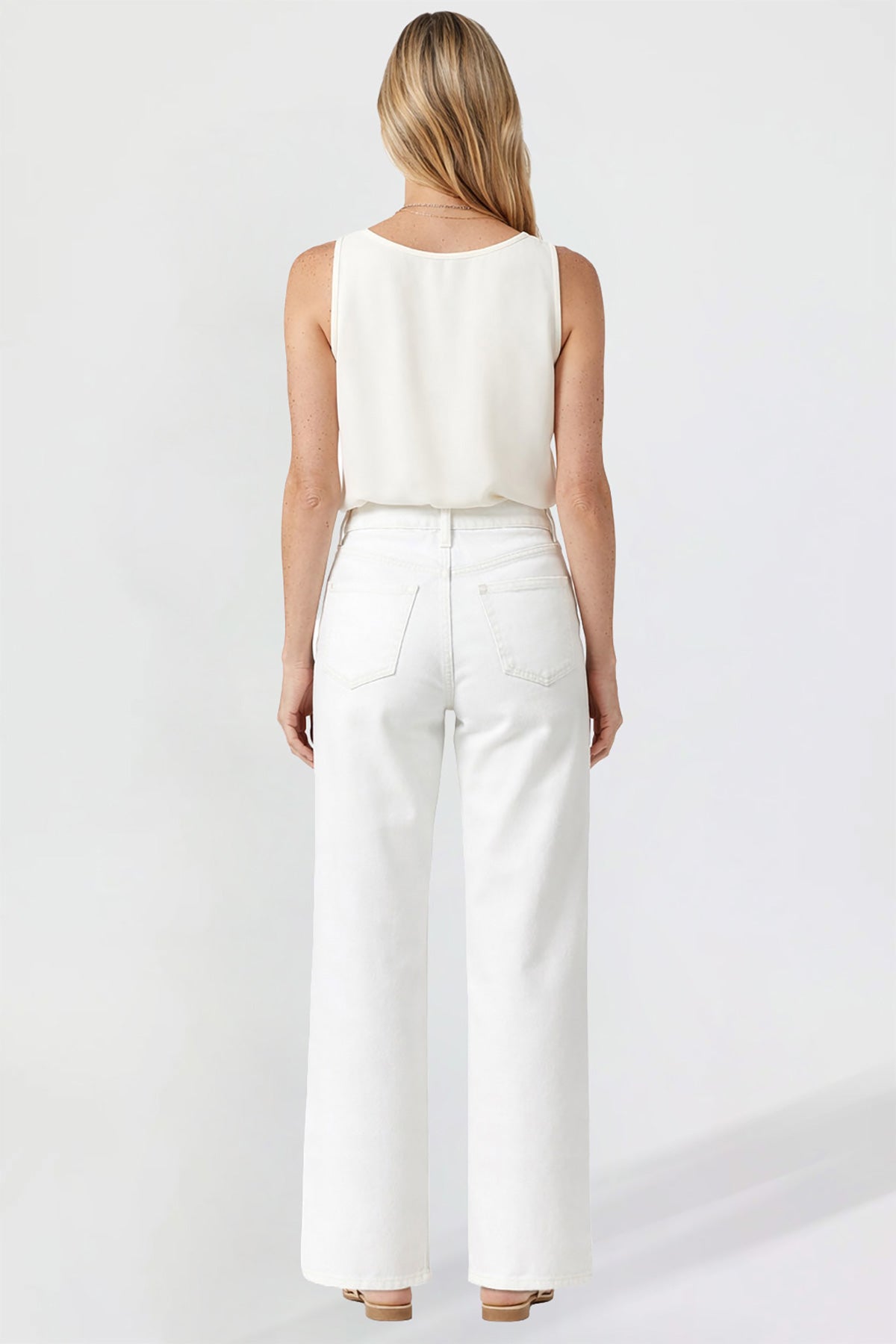 Ymi Women's Luxe High Rise Wide Leg Jeans in K White view 6 - High-Waisted - Women'S Luxe Jeans (bottom)