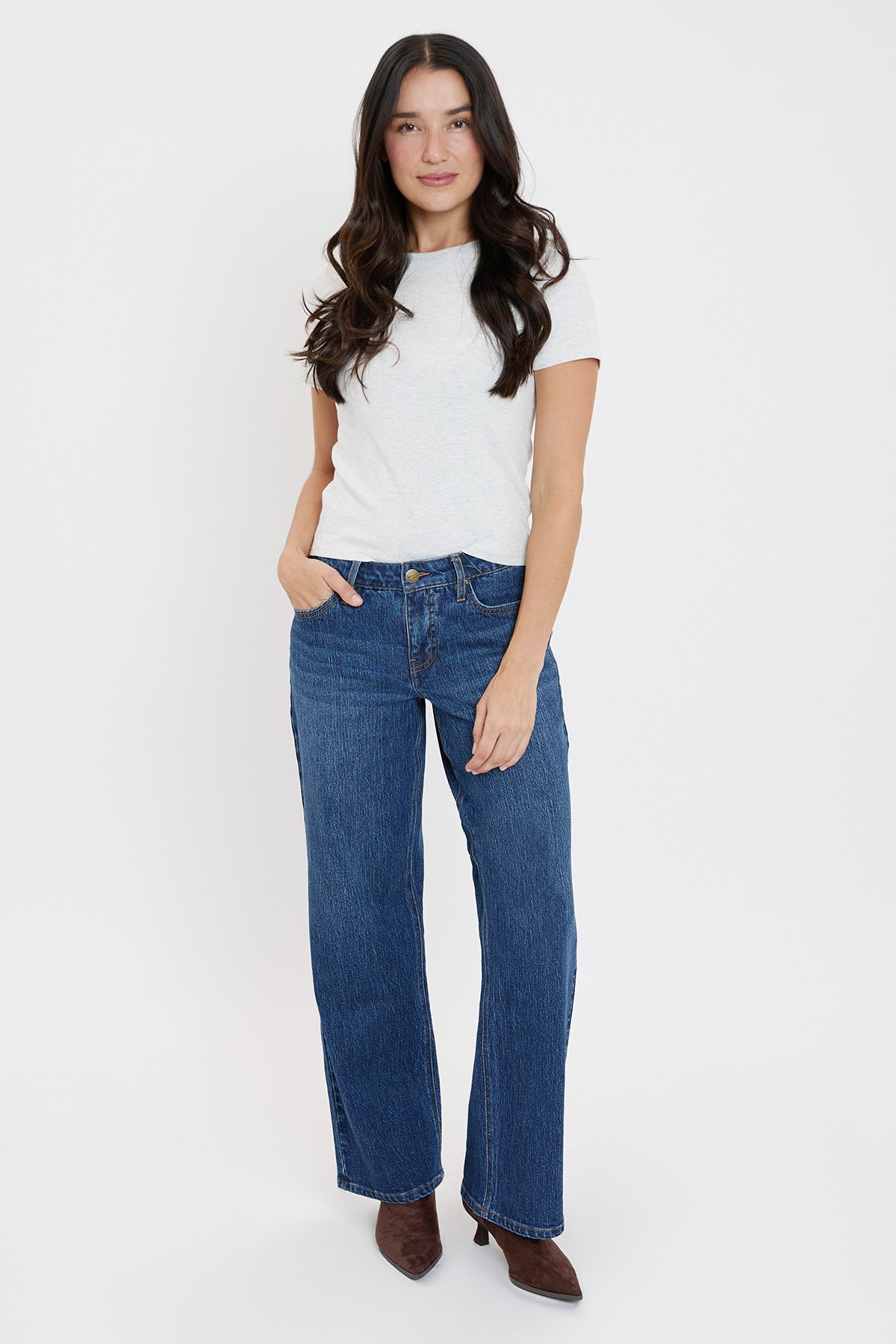 Ymi Women's Luxe High Rise Wide Leg Jeans in S Midnight Sky Blue - High-Waisted - Ymi Womens Pants (bottom)
