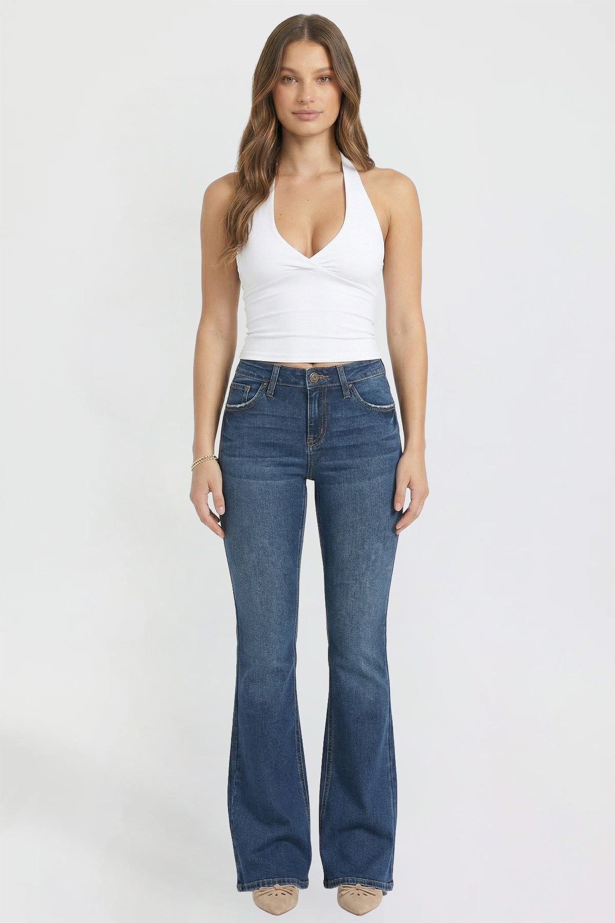 Ymi Women's Luxe Jessie Bootcut Jeans in S Midnight Sky Blue - Women'S Luxe Jeans (bottom)