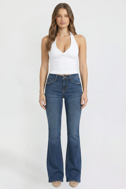 Ymi Women's Luxe Jessie Bootcut Jeans in S Midnight Sky Blue - Women'S Luxe Jeans (bottom)