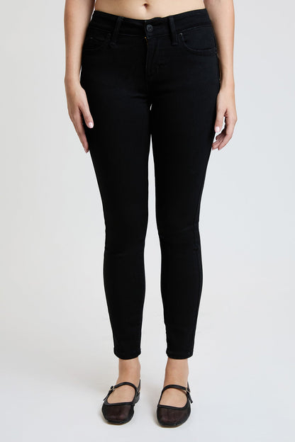 Ymi Women's Luxe Mid Rise Wannabettabutt Skinny Jeans in W Black view 3 - Ymi Womens Pants (bottom)