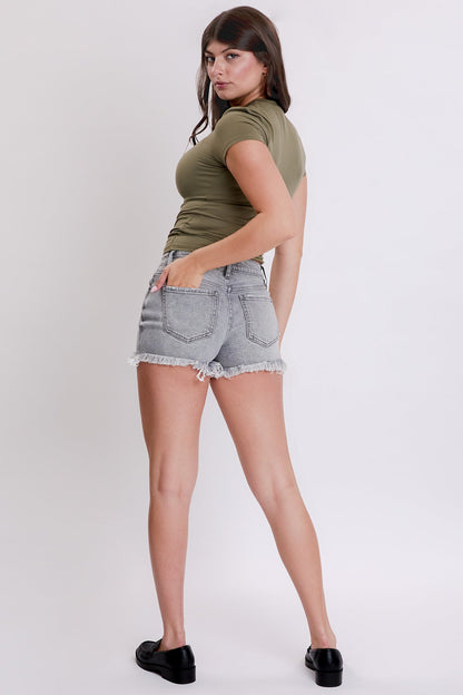 Ymi Women's Luxe Summer Fray Hem Shorts in X Gray Rips view 5 - Summer Outfit Idea - Womens Horizon Luxe 2 Bar Sandal