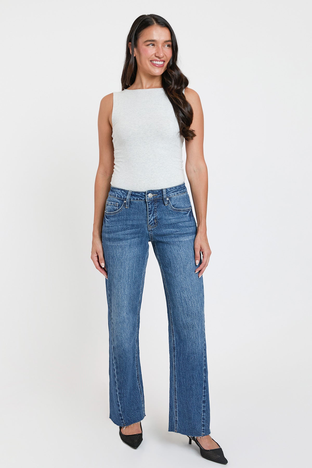 Ymi Women's Luxe Wide Leg Jeans with Angled Seam view 8 - Women'S Luxe Jeans (bottom)