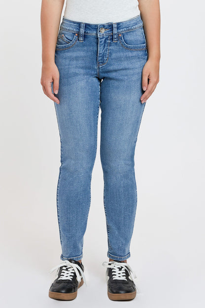 Ymi Women's Petite Curve Confidence Mid Rise Skinny view 26 (bottom)