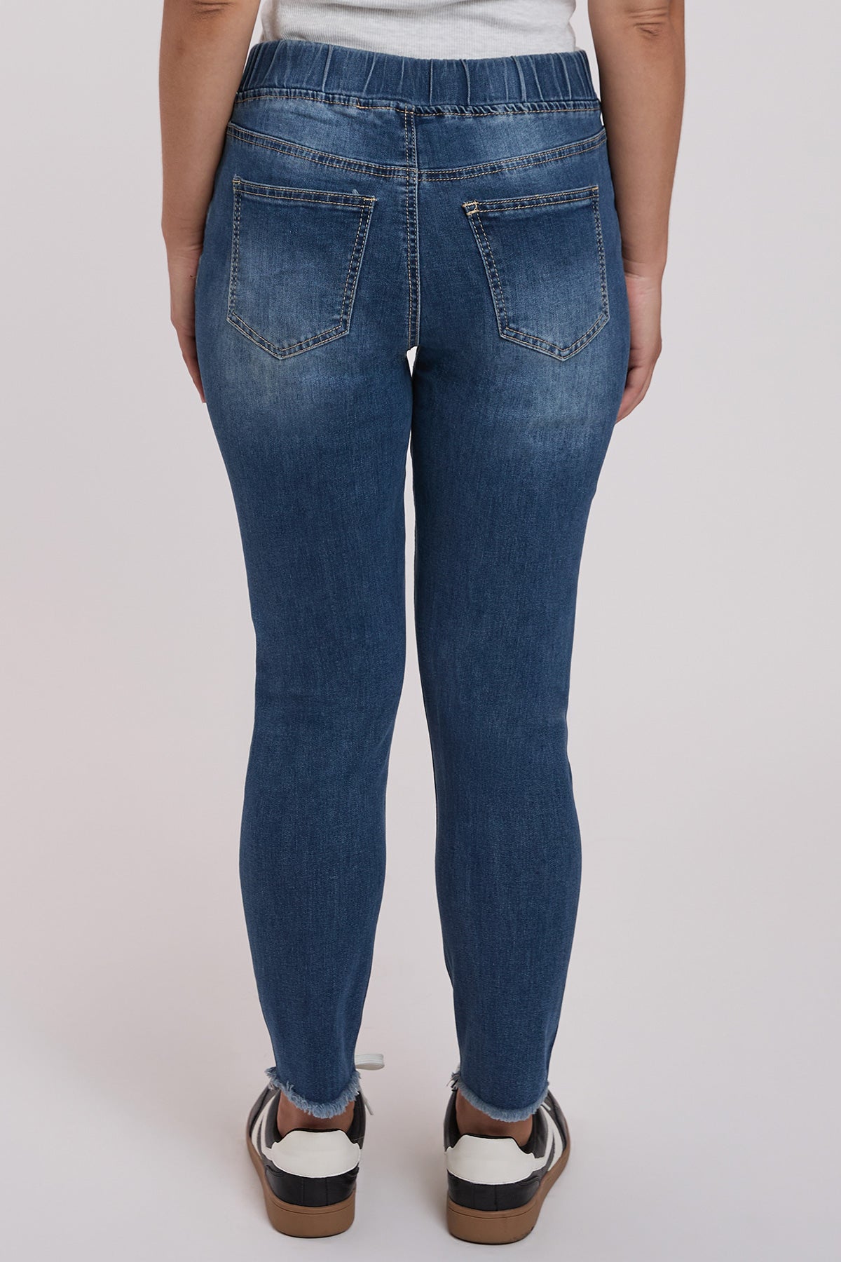 Ymi Women's Petite High Rise Denim Ankle Jogger in T Tinted Blue view 4 - High-Waisted - Womens Petite Joggers (bottom)