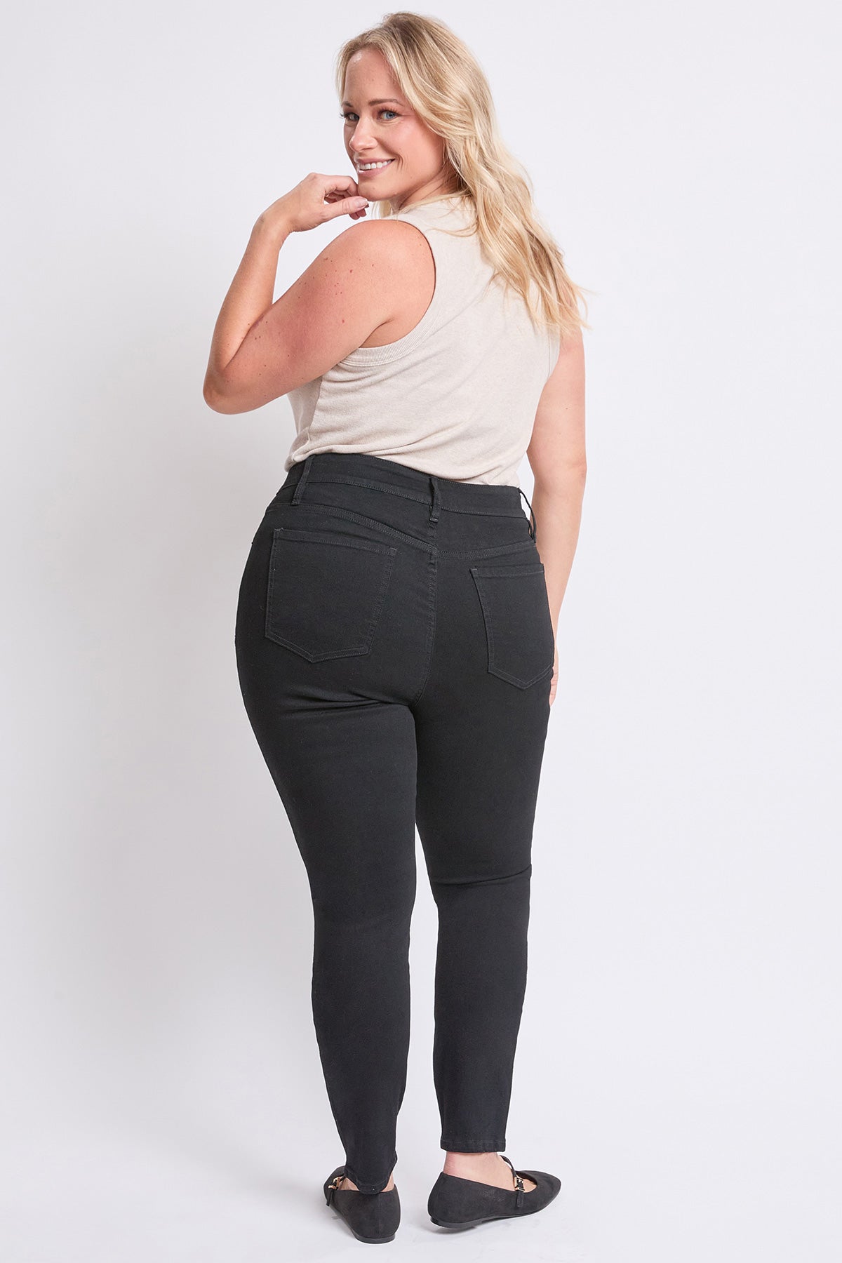 Ymi Women's plus High Rise Basic 5 Pocket Skinny Jeans view 10 - High-Waisted - Women'S Plus Jeans On Sale (bottom)