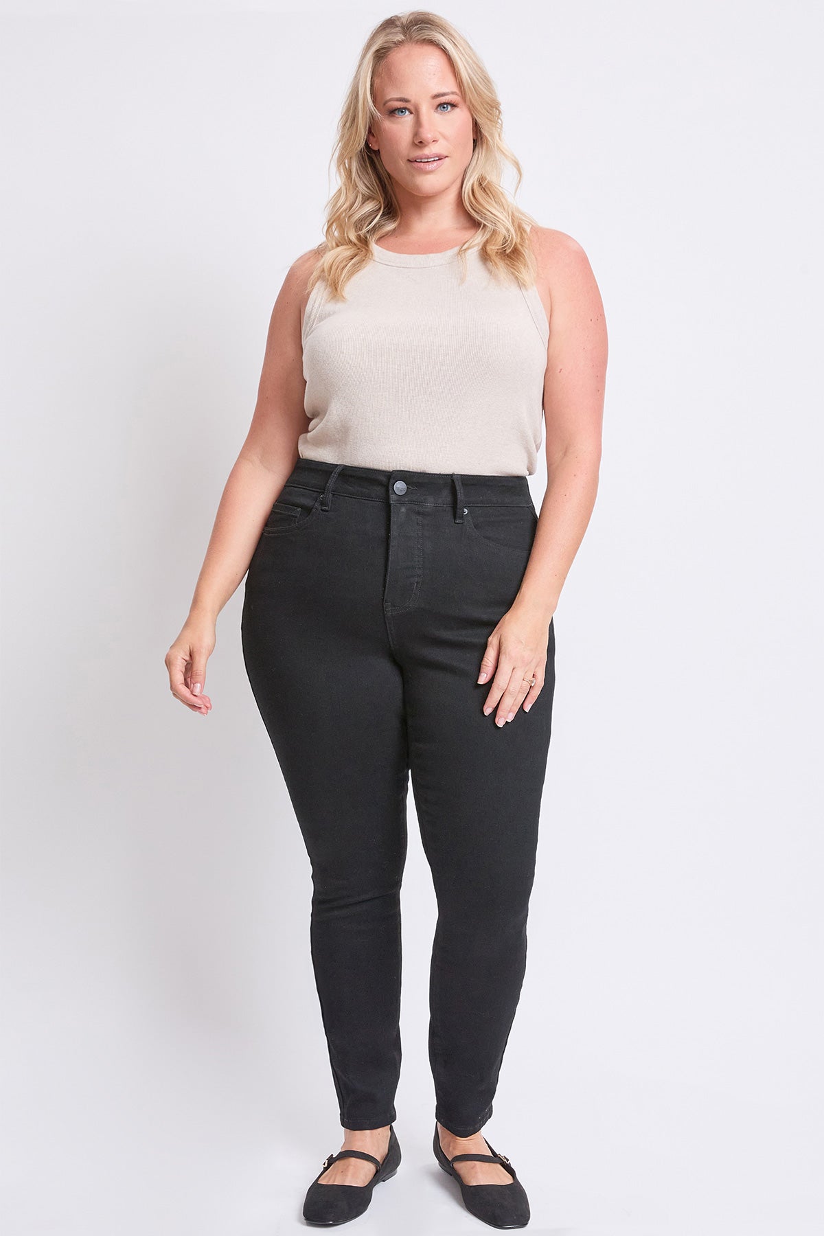 Ymi Women's plus High Rise Basic 5 Pocket Skinny Jeans view 11 - High-Waisted - Women'S Plus Jeans On Sale (bottom)