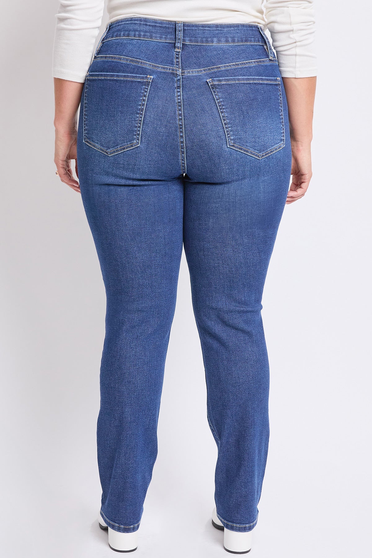 Ymi Women's plus High Rise Basic 5 Pocket Straight Jeans view 13 - High-Waisted - Women'S Plus Jeans On Sale (bottom)