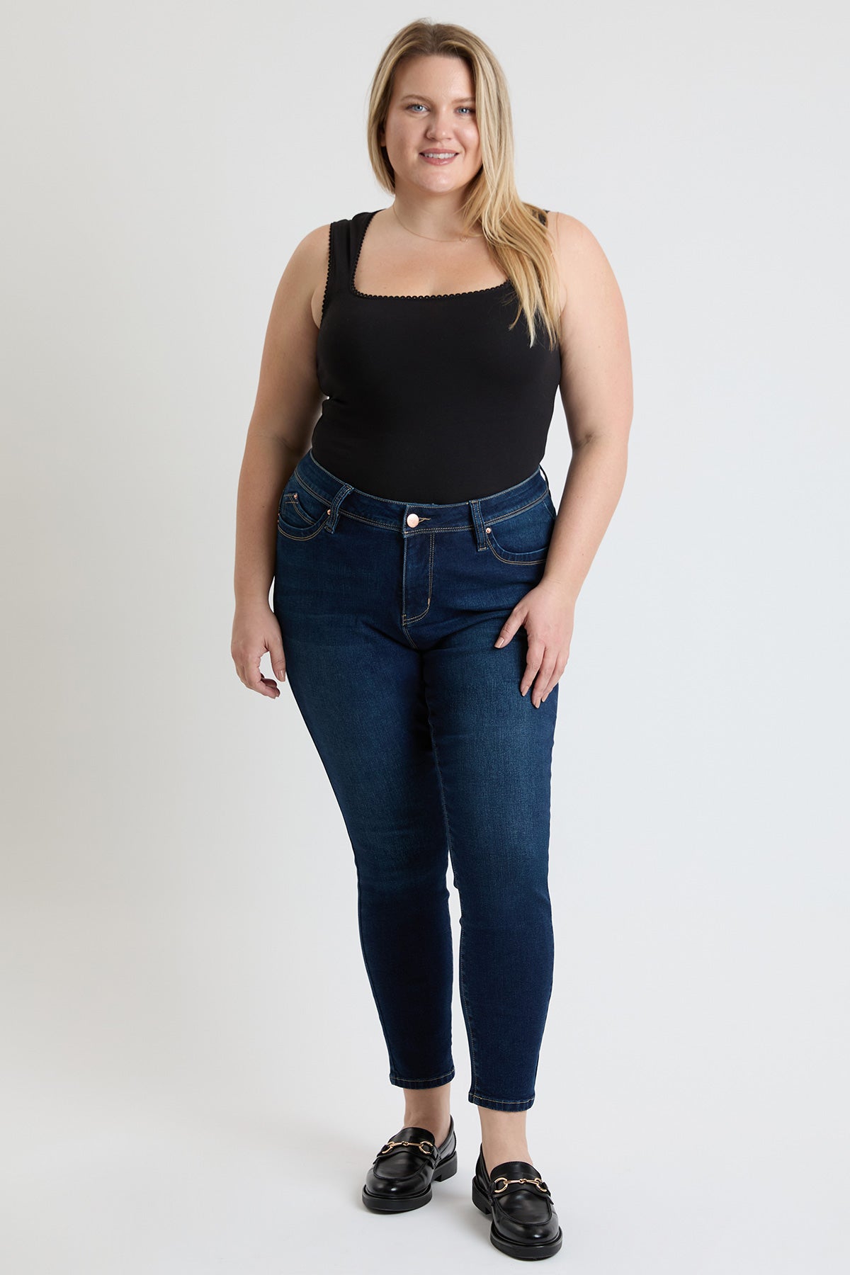 Ymi Women's plus High Rise Curve Confidence Skinny Jeans in L Light Blue view 12 - High-Waisted - Women'S Plus Jeans On Sale