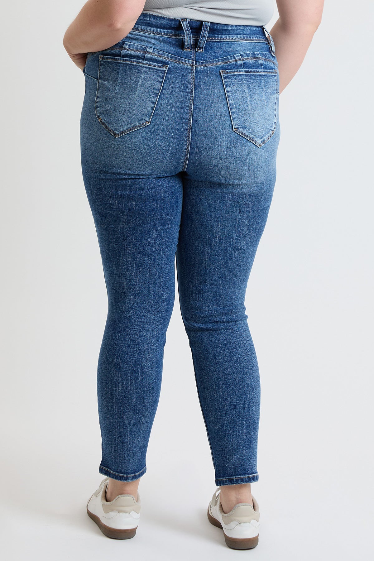 Ymi Women's plus High Rise Curve Confidence Skinny Jeans in M Medium Blue view 4 - High-Waisted - Women'S Plus Jeans On Sale