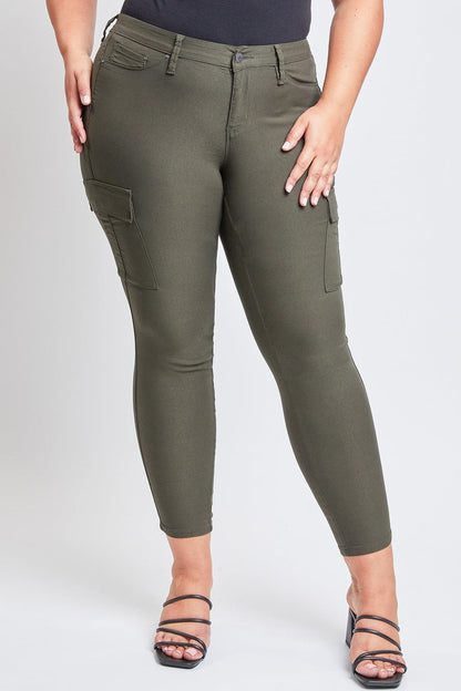 Ymi Women's plus Hyperstretch Skinny Cargo Pants in Dark Olive view 3 - Comfort Stretch - Ymi Womens Jeans (bottom)