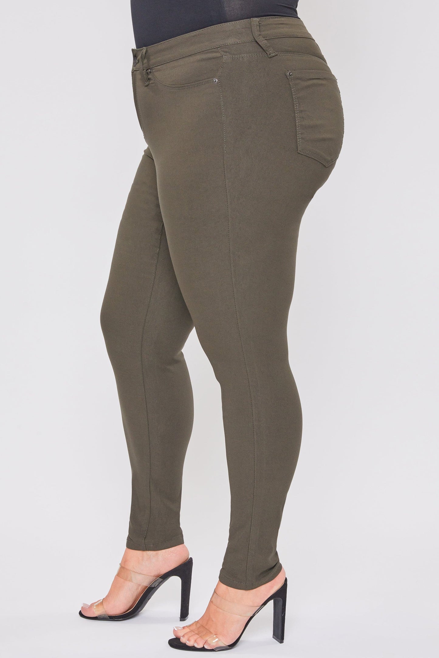 Ymi Women's plus Hyperstretch Skinny Pants in Olive view 20 - Comfort Stretch - Ymi Womens Jeans (bottom)