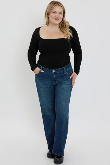 Ymi Women's plus Luxe Wide Leg Jeans - MeeeShop Women's Fashion