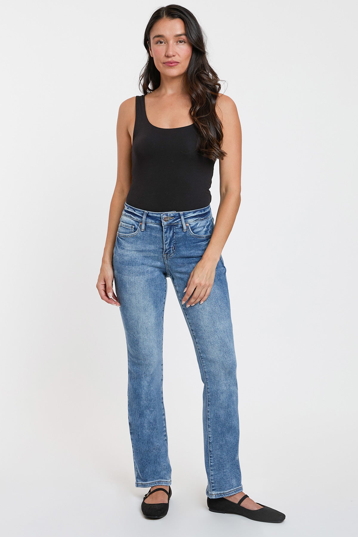 Ymi Women's Premium Stretch Bootcut Jeans in M Medium Blue - Comfort Stretch - Women'S Premium Jeans Brand (bottom)
