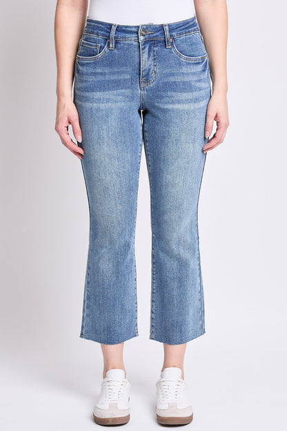 Ymi Women's Premium Stretch Cropped Kick Flare in T Tinted Blue view 7 - Comfort Stretch (bottom)