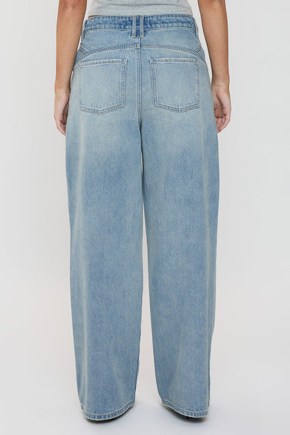 Ymi Women's Relaxed Extra Baggy Wide Leg Jeans in J Faded Blue view 4 - Relaxed Fit - Ymi Womens Pants (bottom)