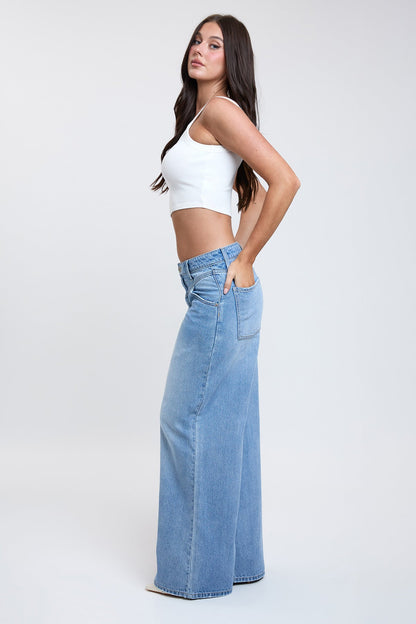 Ymi Women's Relaxed Extra Baggy Wide Leg Jeans in L Light Blue view 5 - Relaxed Fit - Women'S Relaxed Jeans Petite