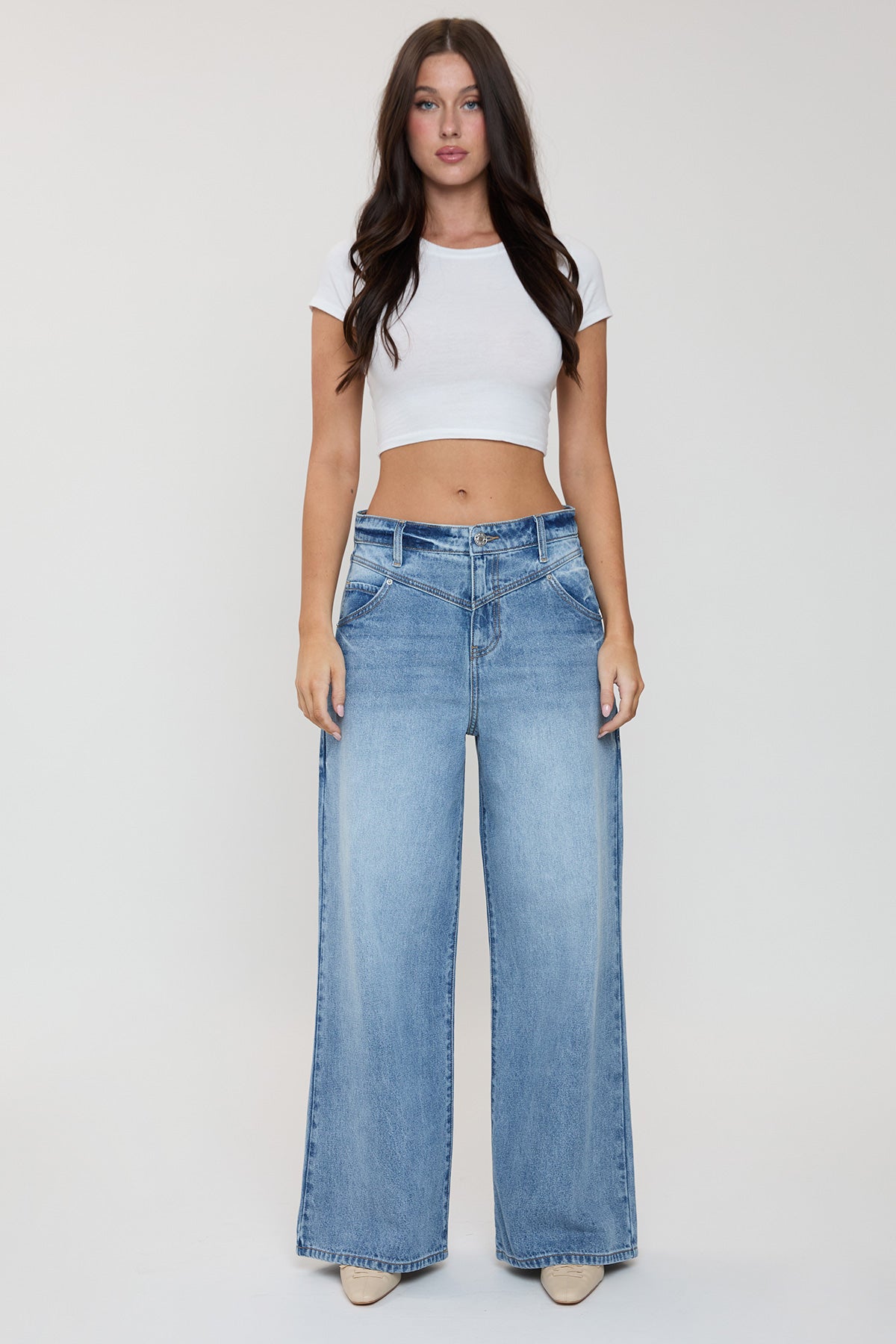 Ymi Women's Relaxed Extra Baggy Wide Leg Jeans in L Light Blue view 7 - Relaxed Fit - Women'S Relaxed Jeans Petite